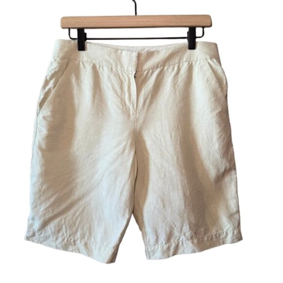 Women's 4 Tommy Bahama Linen Silk Blend Beige Short Lightweight Business Casual - Picture 1 of 6